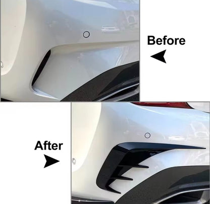 BMW 3 Series G20 G28 2019-2022 Gloss Black Rear Bumper Side Vent Canards Fins