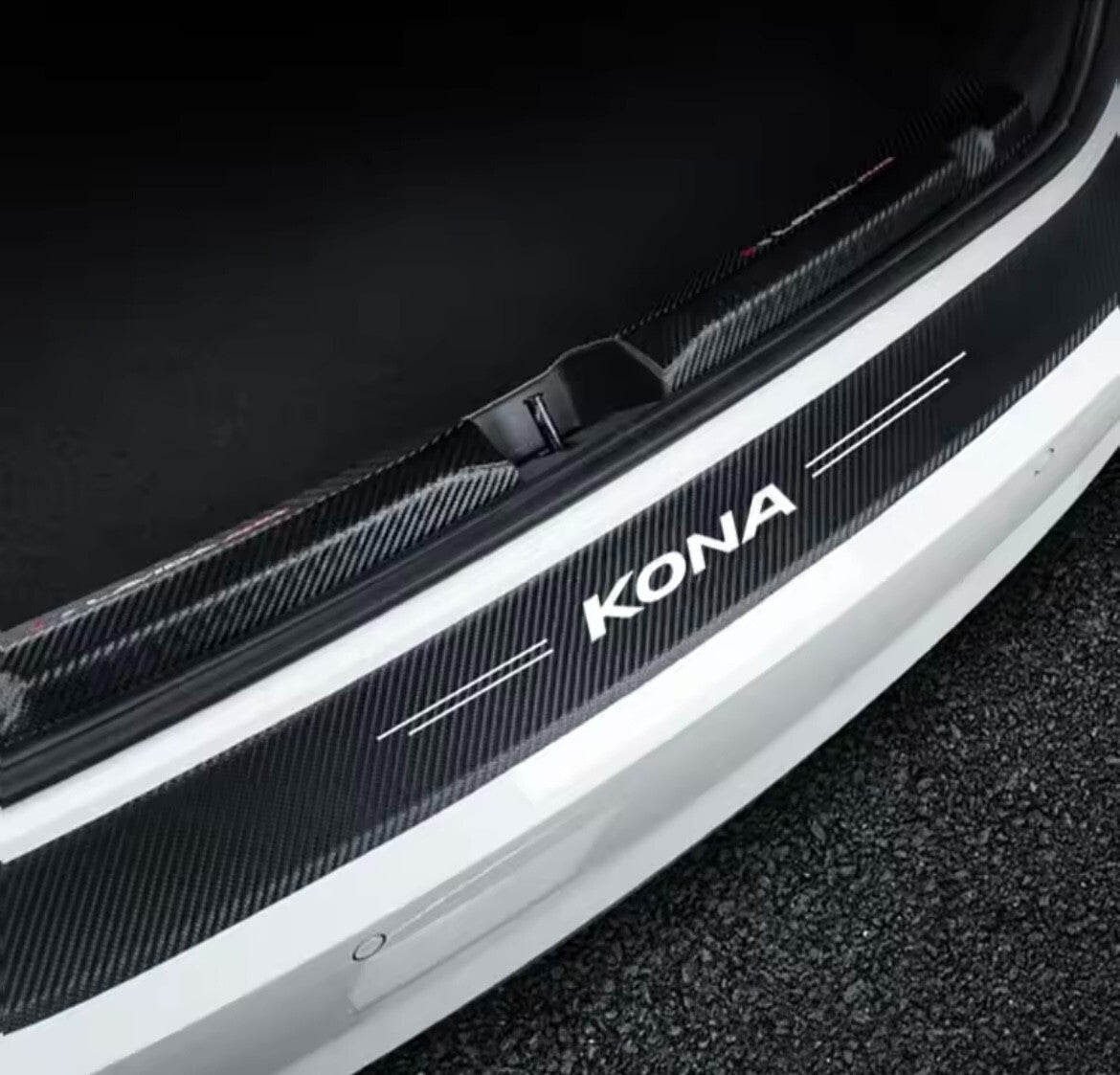 Hyundai KONA Carbon Fibre Effect Vinyl Adhesive Boot Sill Overlay Strip