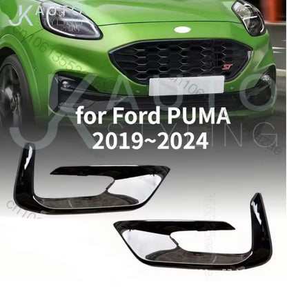 Gloss Black Front Fog Light Surround Trim Inserts Frames For Ford Puma 2019-2024