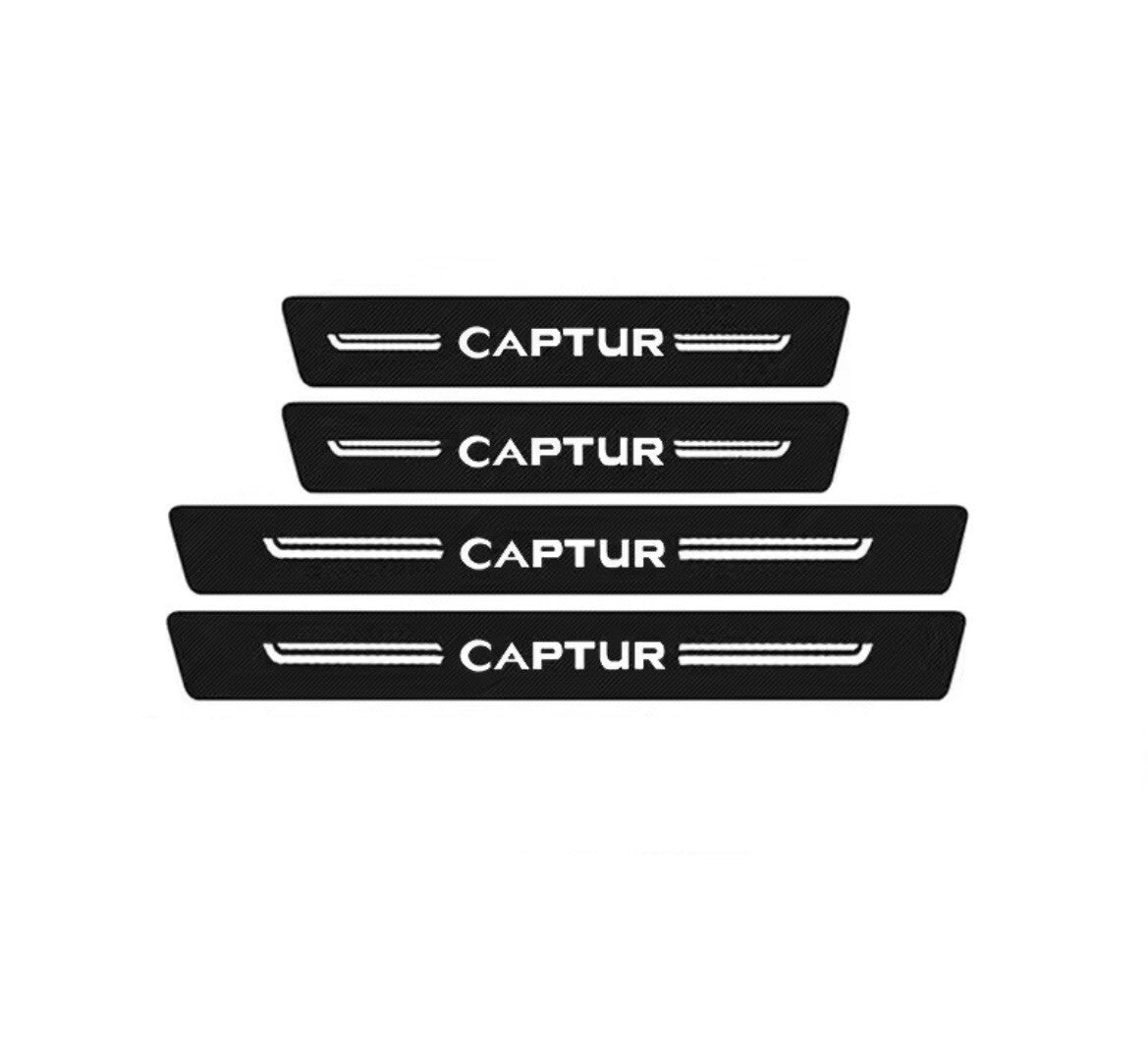 Renault Captur Carbon Fibre Effect Vinyl Adhesive Door Sill Overlay Strips 4pcs