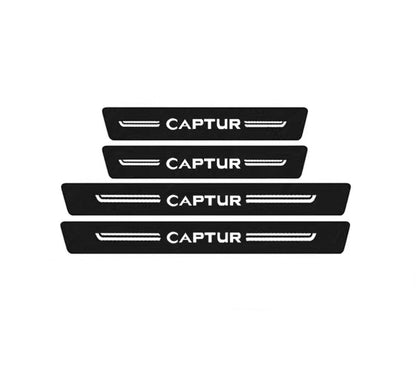 Renault Captur Carbon Fibre Effect Vinyl Adhesive Door Sill Overlay Strips 4pcs