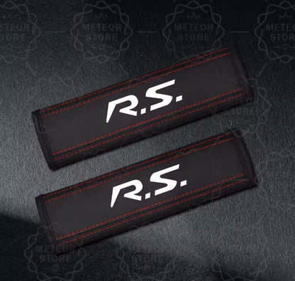 Renault RS PU Leather Seatbelt Shoulder Cover Pads Interior Clio Megane 2pcs