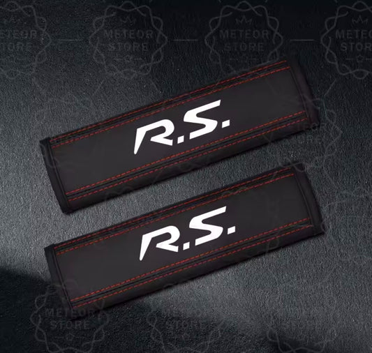 Renault RS PU Leather Seatbelt Shoulder Cover Pads Interior Clio Megane 2pcs