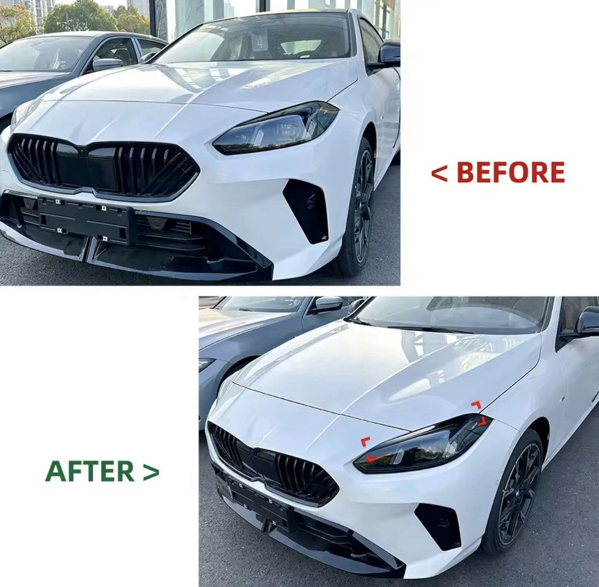 BMW 1 Series F70 2 Series F74 2024+ Gloss Black Headlight Eyelids Eyebrows 2pcs