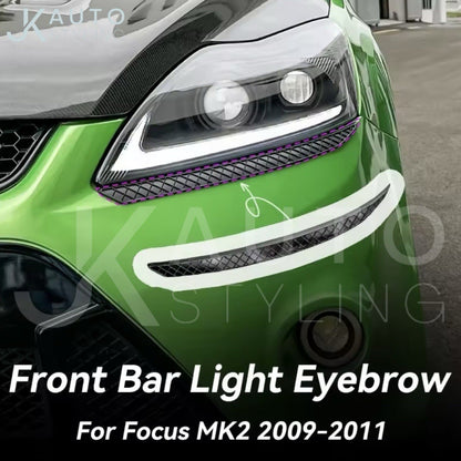 Ford Focus MK2 MK2.5 2009-2011 Matte Black Headlight Bumper Eyelids Eyebrows 2pc