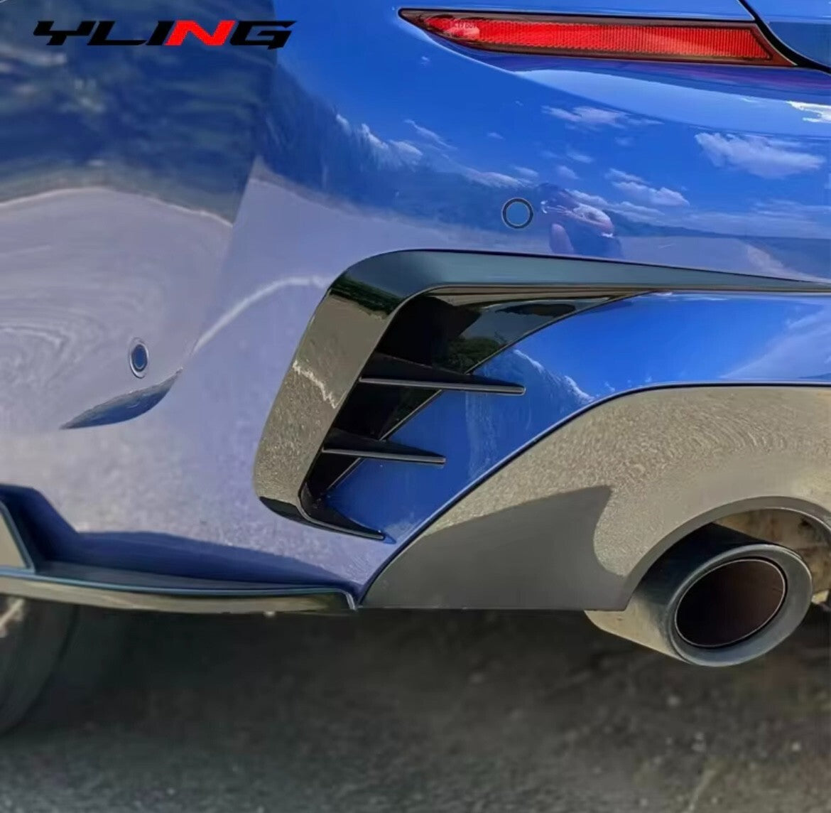 BMW 3 Series G20 G28 2019-2022 Gloss Black Rear Bumper Side Vent Canards Fins