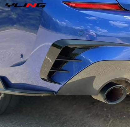 BMW 3 Series G20 G28 2019-2022 Gloss Black Rear Bumper Side Vent Canards Fins