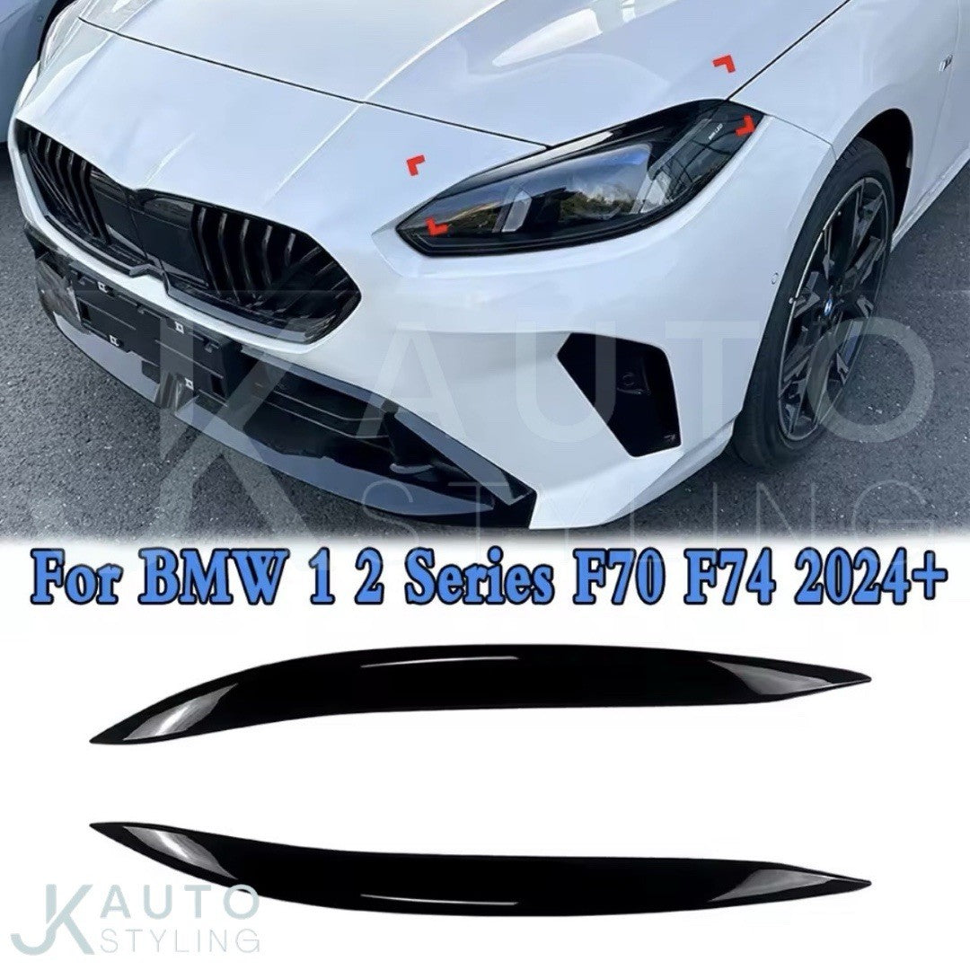 BMW 1 Series F70 2 Series F74 2024+ Gloss Black Headlight Eyelids Eyebrows 2pcs