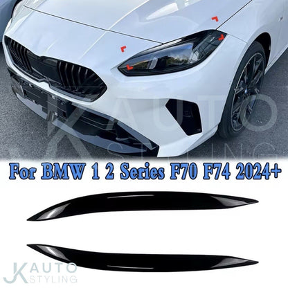 BMW 1 Series F70 2 Series F74 2024+ Gloss Black Headlight Eyelids Eyebrows 2pcs