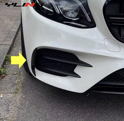 Mercedes E Class W213 2016-19 Gloss Black Front Bumper Side Grille Vent Canards
