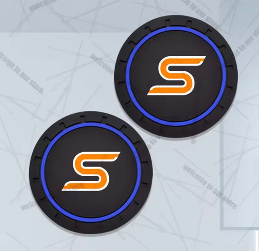 Ford Fiesta Focus Zetec S Anti-Slip Drink Coaster Mat Black Orange Blue 2pcs