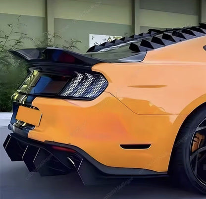 Ford Mustang 2015-2021 Gloss Black Rear Bumper Diffuser Body Kit Blades Fins