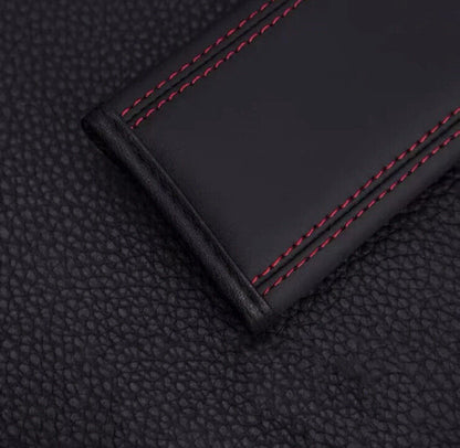 Ford Fiesta Seatbelt Cover Shoulder Pad Black Leather With Red Stitch 2pcs