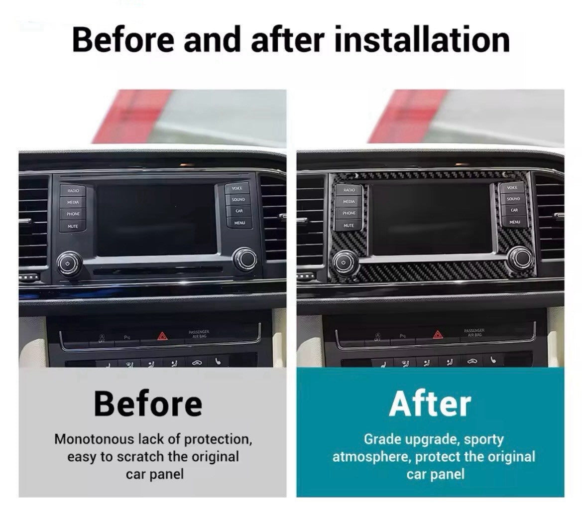 Seat Leon 2013-2015 Carbon Fibre Centre Dash Screen Satnav Surround Trim Cover