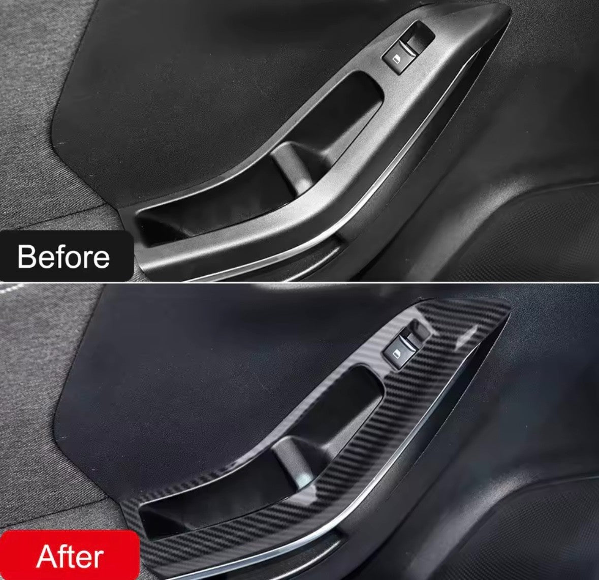 Ford Puma 2019-2023 Carbon Fibre Door Handle Window Switch Trim Covers RHD