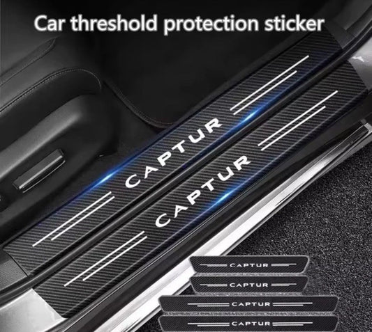 Renault Captur Car Door Sill Protective Strips Overlays Vinyl Carbon Effect 4pcs