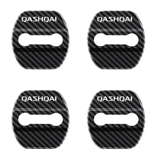 Nissan Qashqai Carbon Fibre Stainless Steel Door Lock Protector Covers 4pcs