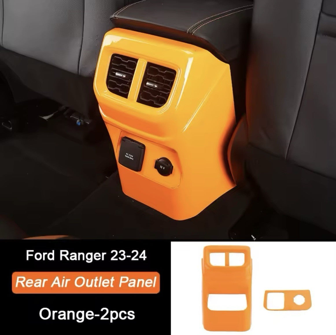 Orange Rear Air Con Outlet Panel Trim For Ford Ranger Raptor Wildtrak T9 2023-2024