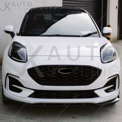 Gloss Black Front Splitter 3pcs Kit For Ford Puma ST ST Line MK1 2019-2024