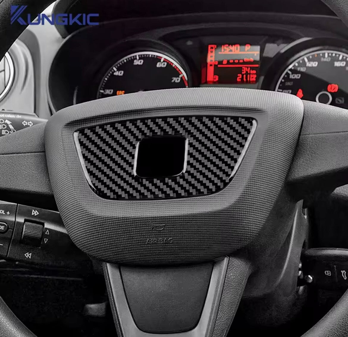 Seat Ibiza 6j 2009-2014 Carbon Fibre Steering Wheel Badge Surround Trim