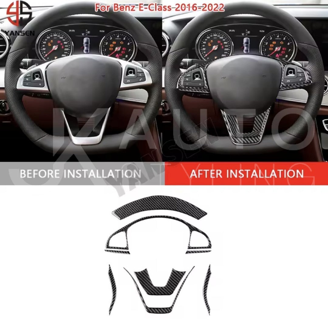 Mercedes E Class W213 2016-2022 Carbon Fibre Steering Wheel Trim Cover Full Kit