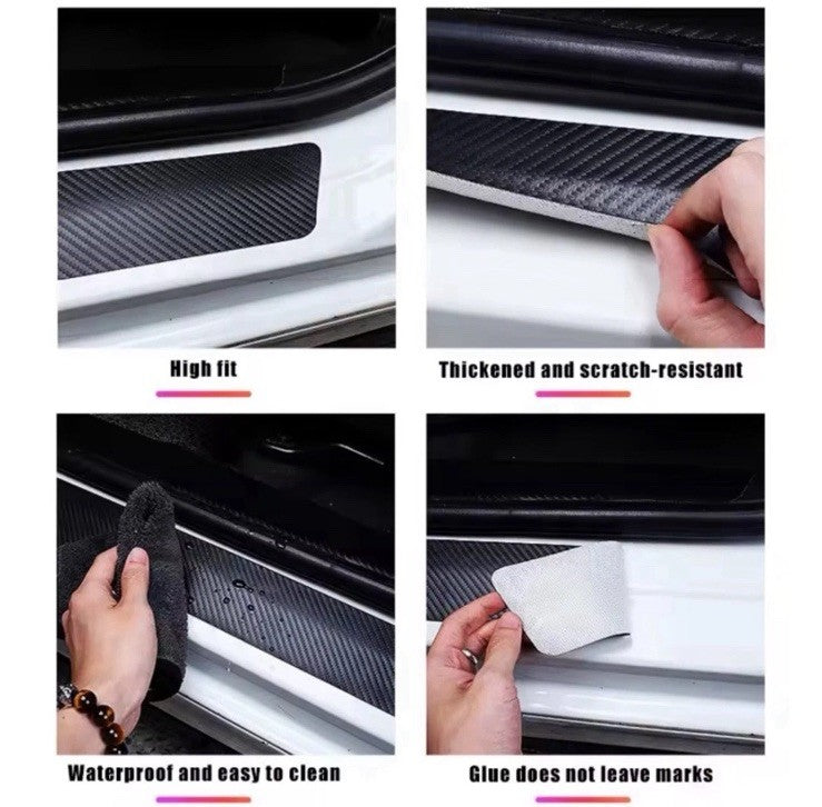 Vauxhall Grandland Carbon Fibre Effect Car Door Sill Protector Strips Vinyl 4pcs