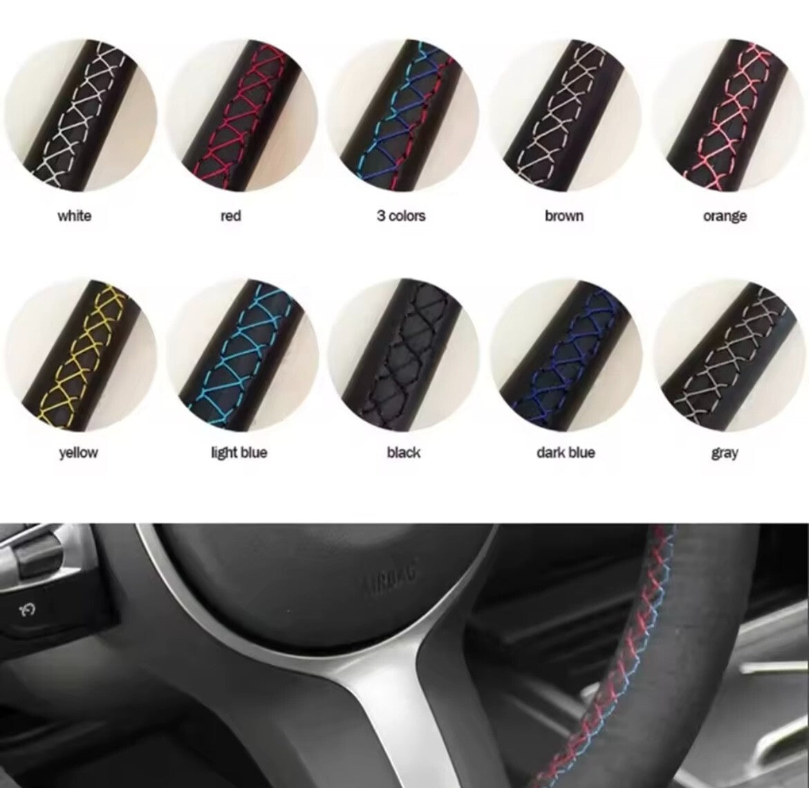 BMW E90 E91 E92 E93 E87 E81 E82 Suede + Carbon Steering Wheel Cover Self Stitch