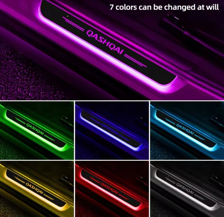 Nissan Qashqai LED Colour Change Door Sill Protector Scuff Plates Wireless RGB