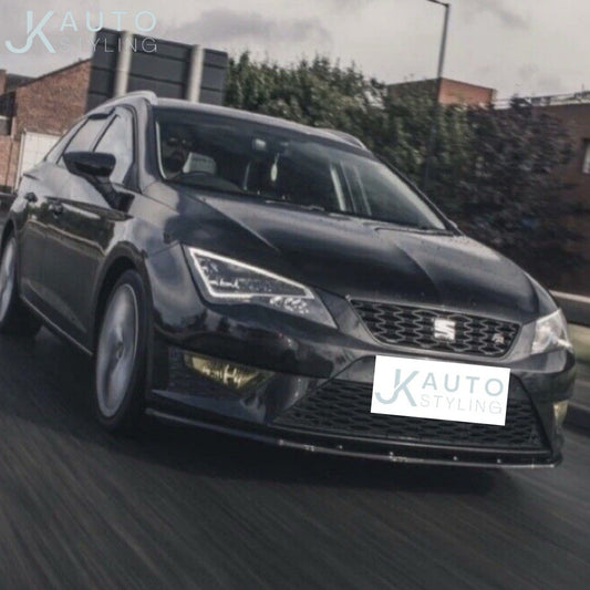 GLOSS BLACK FRONT SPLITTER LIP FOR SEAT LEON 2013-2021 FRONT BUMPER ADD ON KIT