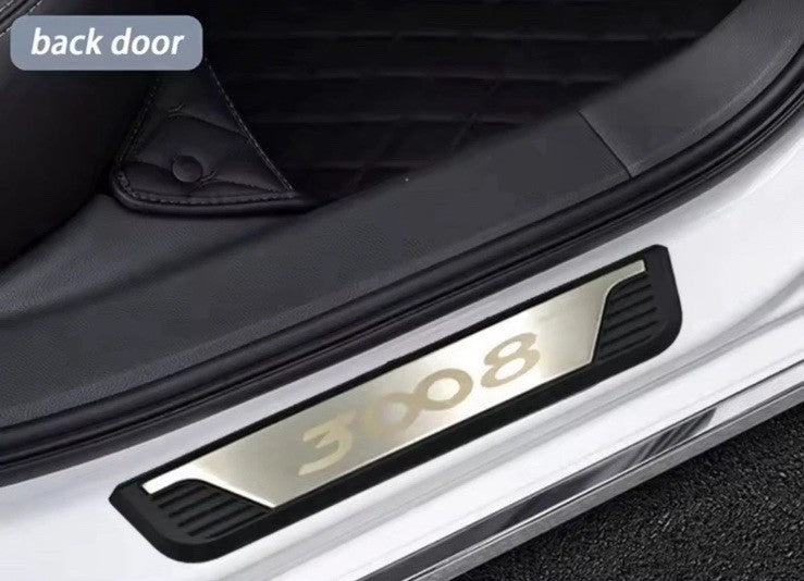 Peugeot 3008 Stainless Steel Door Sill Protector Scuff Plates Silver Black 4pcs