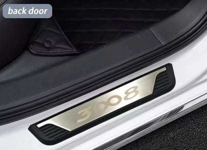 Peugeot 3008 Stainless Steel Door Sill Protector Scuff Plates Silver Black 4pcs