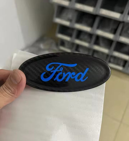 Ford Focus MK3.5 2015-2018 Genuine Carbon Fibre Front & Rear Badges Blue Logo