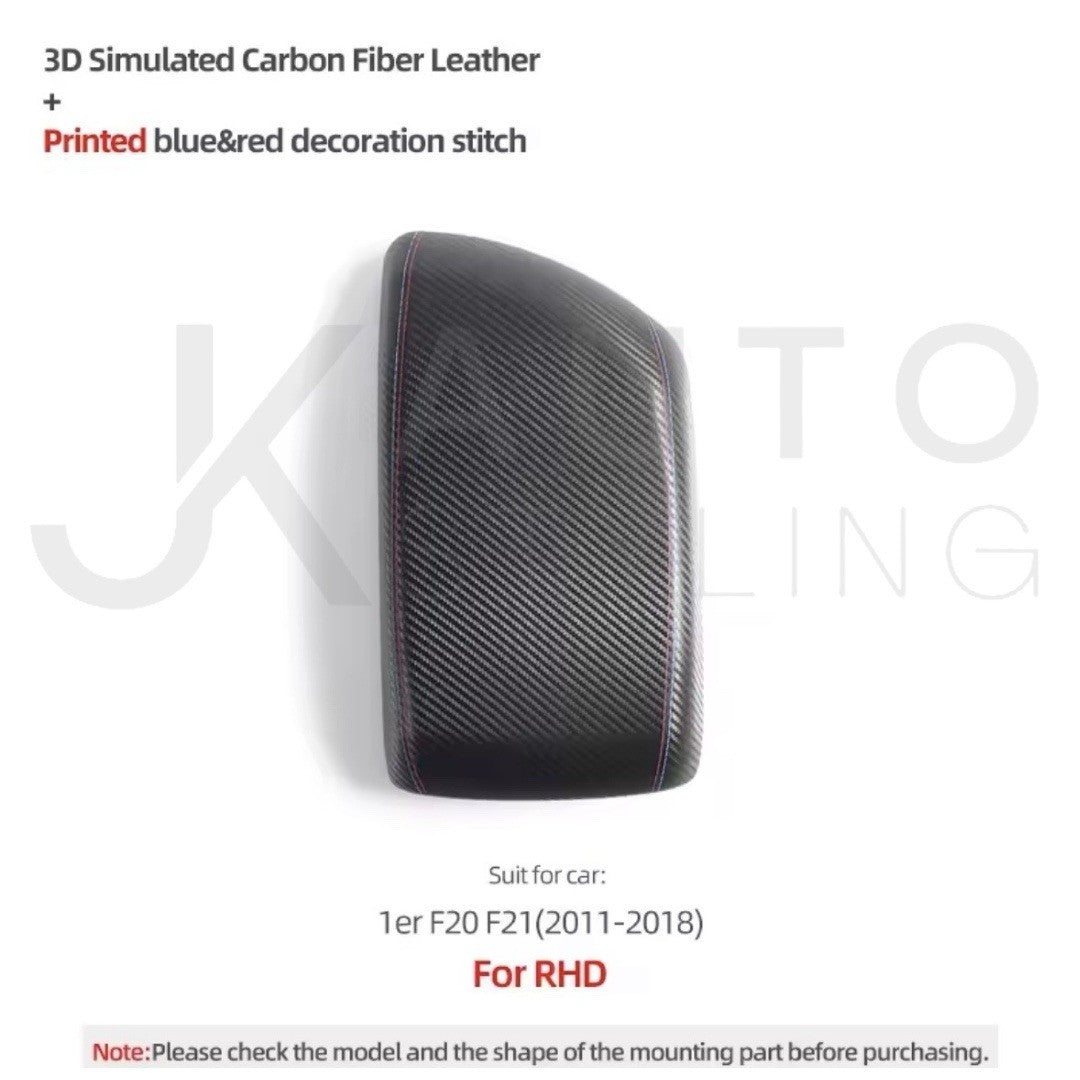 BMW 1 Series F20 F21 2011-2019 Carbon Fibre Armrest Cover Red Blue Print RHD
