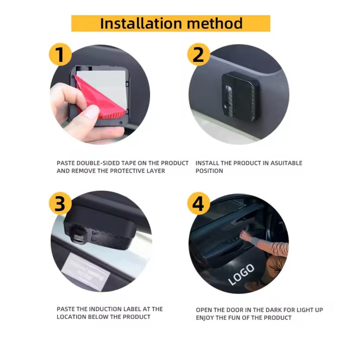 Hyundai i40 Wireless LED Welcome Puddle Lights Battery Powered Projector 2pcs