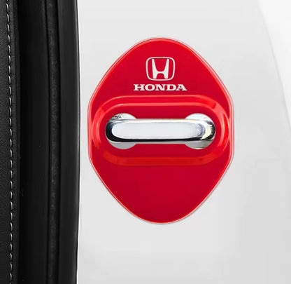 Honda CR-V Civic HR-V Red Stainless Steel Door Lock Catch Protector Covers 4pcs