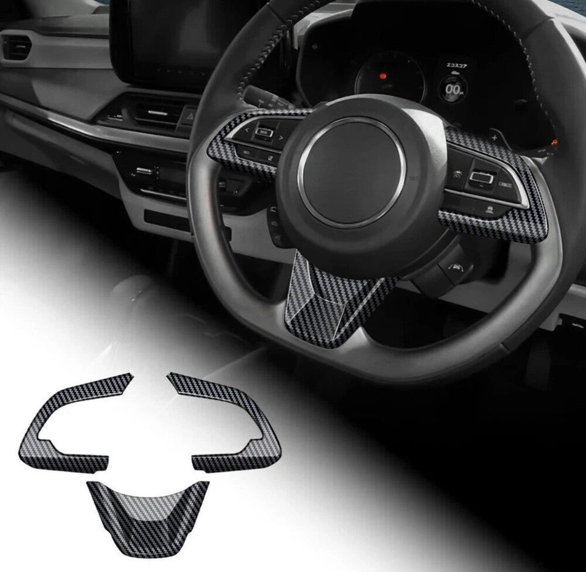 Suzuki Swift 2017-2025 Carbon Fibre Steering Wheel Trim Cover Overlay Set