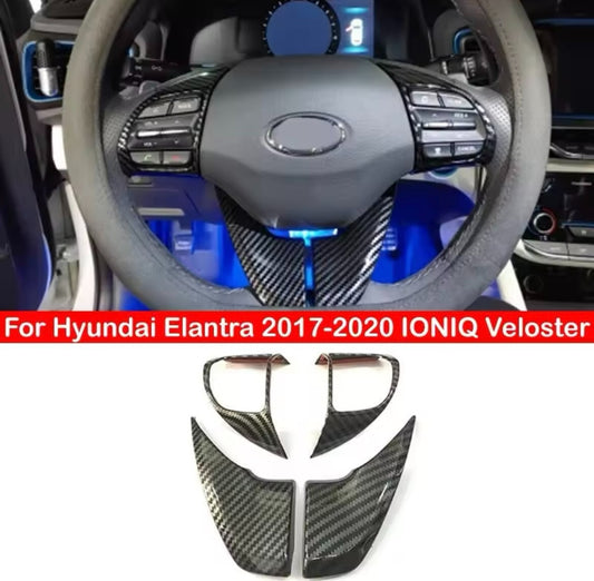 Carbon Fibre Effect Steering Wheel Trim Cover For Hyundai Veloster Elantra Ioniq