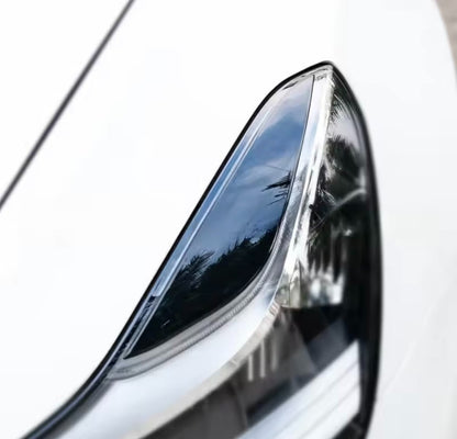 Tesla Model 3 Model Y 2017-2023 Gloss Black Headlight Eyelids Eyebrows 2pcs