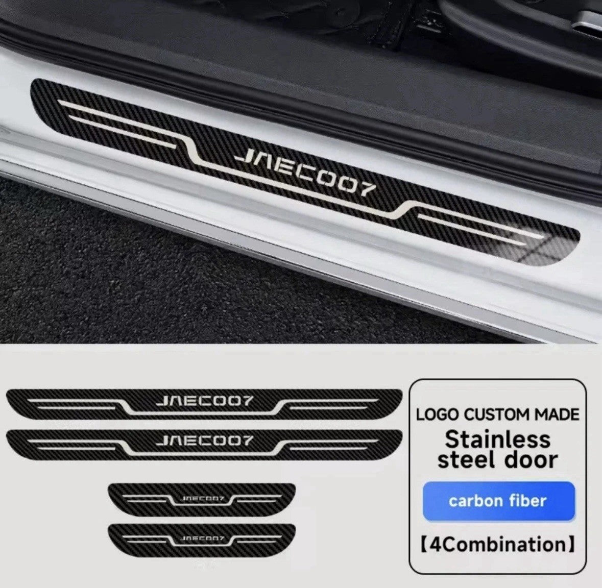 4Pcs Jaecoo J7 Stainless Steel Door Sill Protective Scuff Plates Carbon Fibre