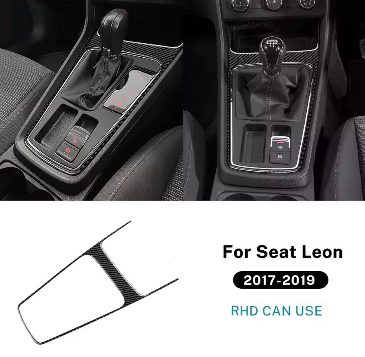Seat Leon 2017-2019 Carbon Fibre Centre Console Gear Panel Surround Trim Cover