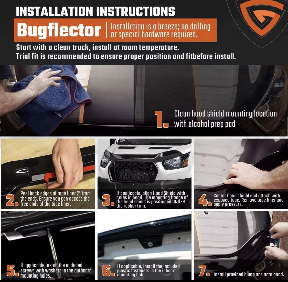 FORD TRANSIT MK8 2014-2020 BONNET WIND DEFLECTOR STONE PROTECTOR GUARD BRA