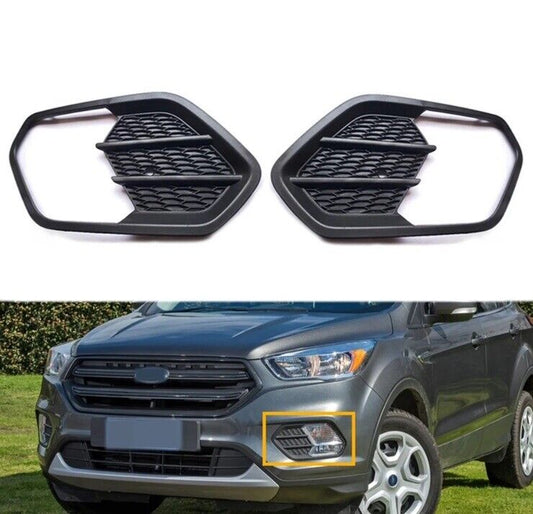 Ford Kuga 2017-2019 Matt Black Front Fog Light Surrounds Frames Trims 2pcs