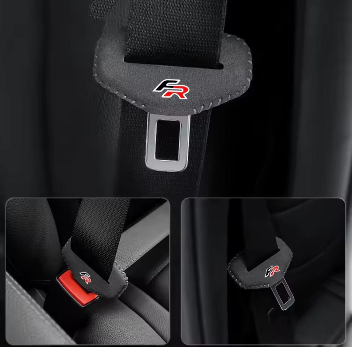 Seat FR Seatbelt Buckle Cover For Ibiza Leon Ateca Arona Mii FR 2pcs Black