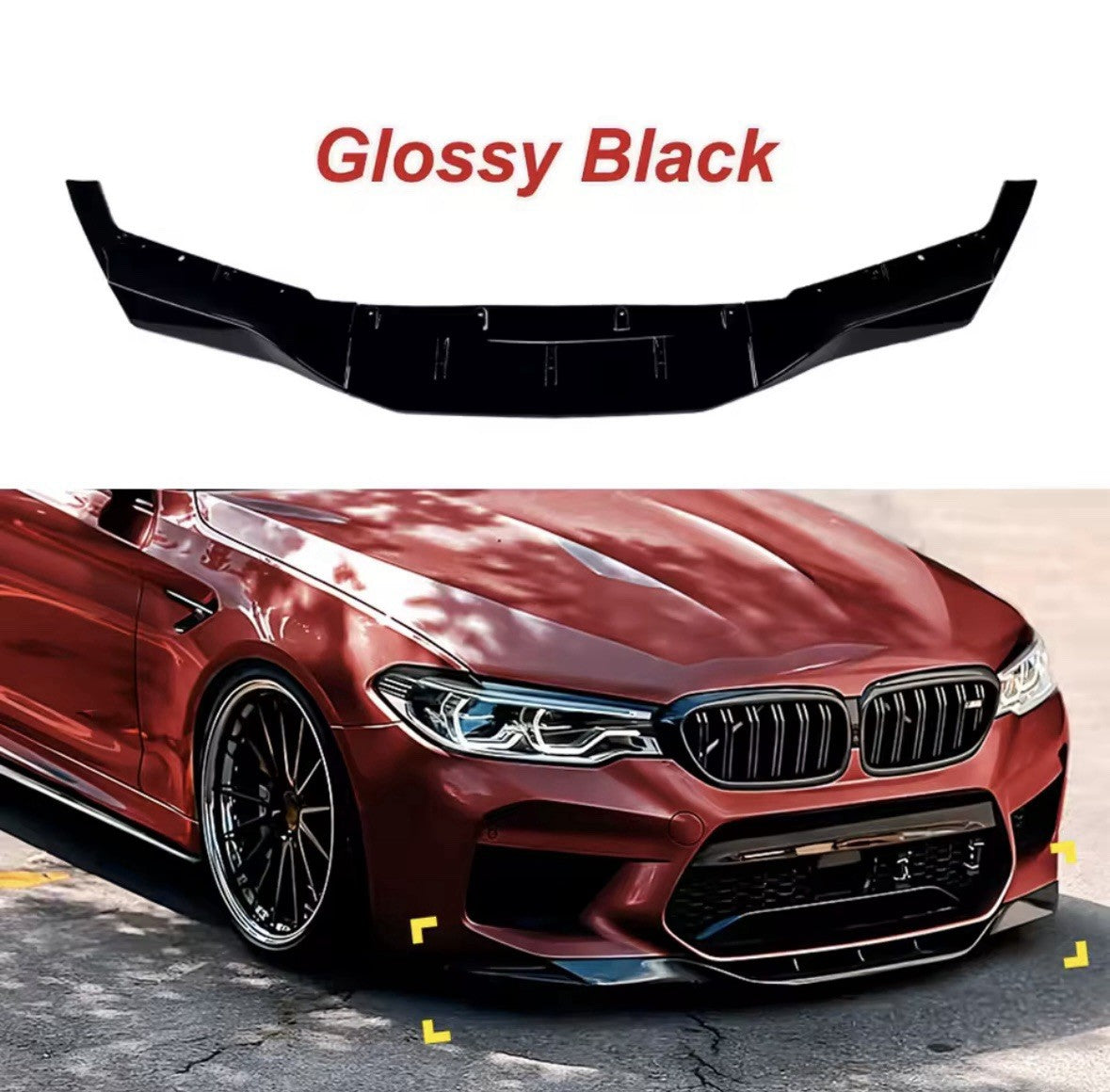 BMW 5 Series M5 F90 2018-2020 Gloss Black Front Splitter Kit Large Aero Style