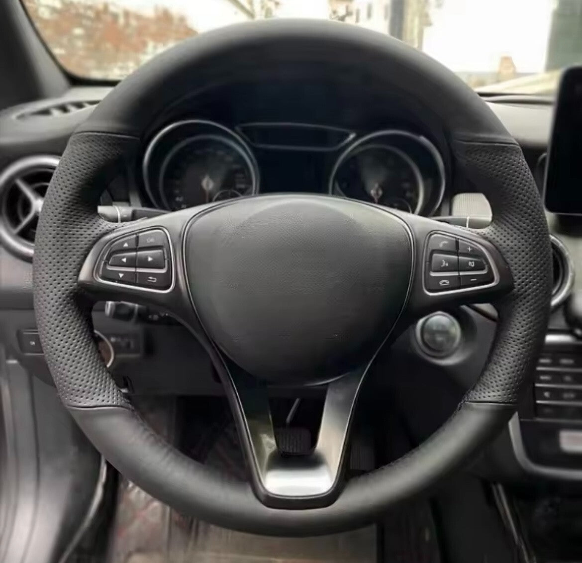 Mercedes ABCEV Class CLA GLA GLC Steering Wheel Cover Self Stitch Choose Colour