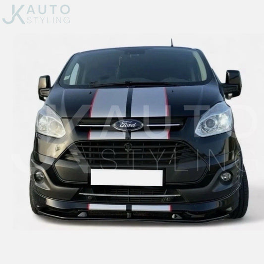 GLOSS BLACK FRONT SPLITTER LIP FOR FORD TRANSIT CUSTOM 2012-2018 BUMPER LIP