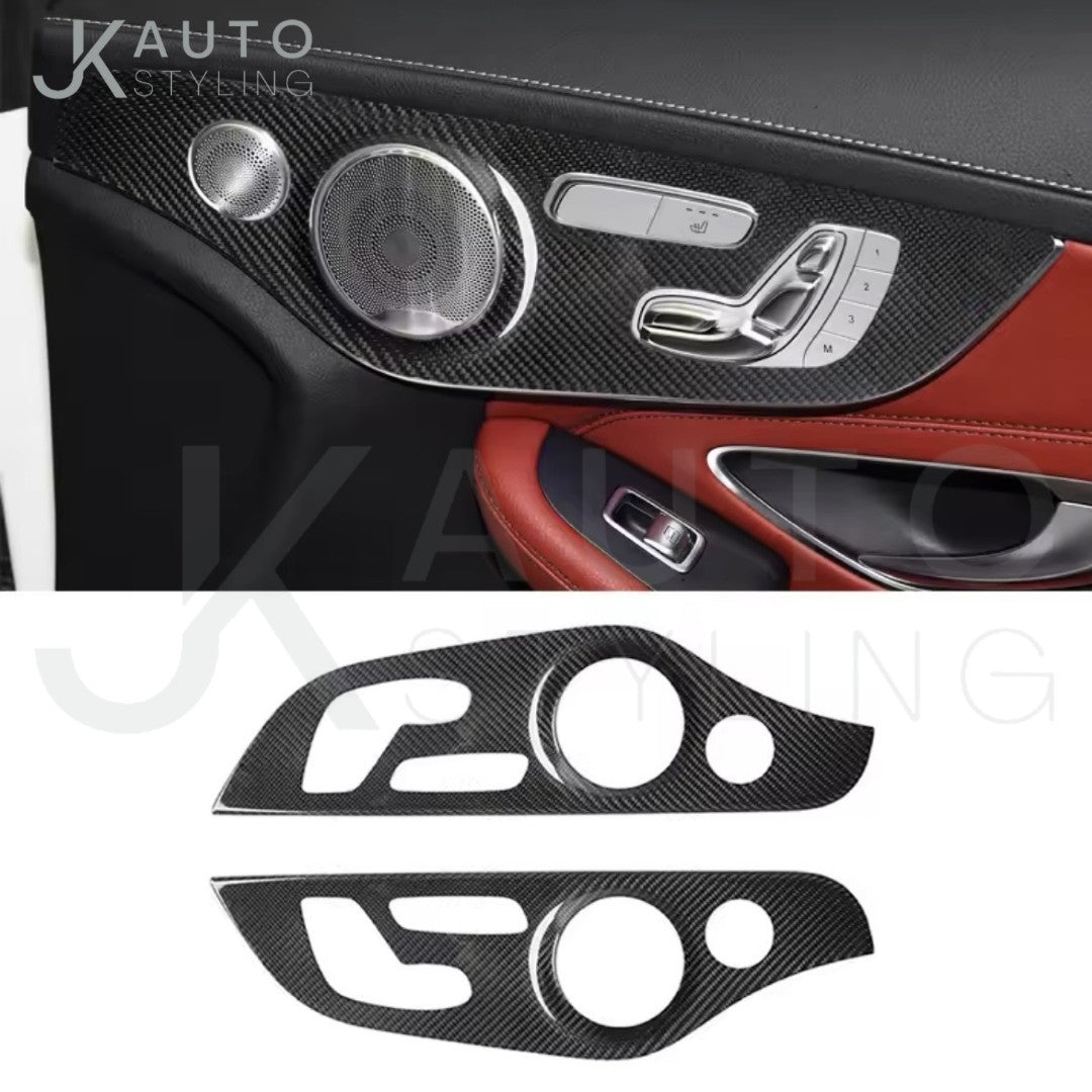 Carbon Fibre Door Card Panel Trim Cover For Mercedes C Class C205 2015-2023 - B