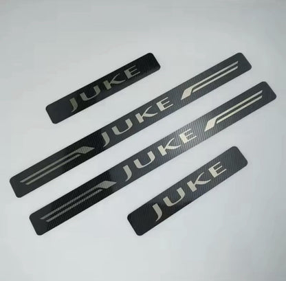 Nissan Juke Carbon Fibre Effect Stainless Steel Door Sill Scuff Plates Protector