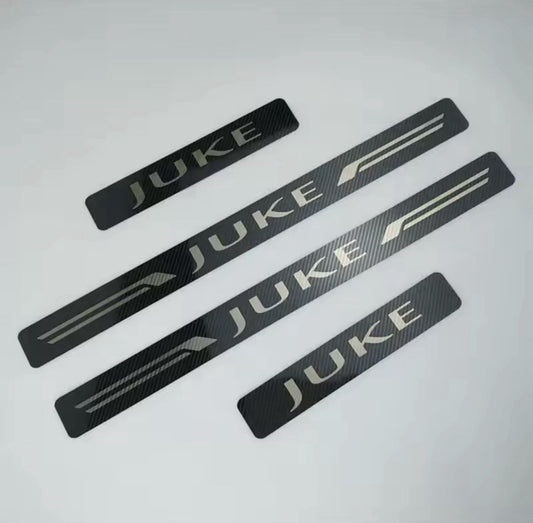 Nissan Juke Carbon Fibre Effect Stainless Steel Door Sill Scuff Plates Protector
