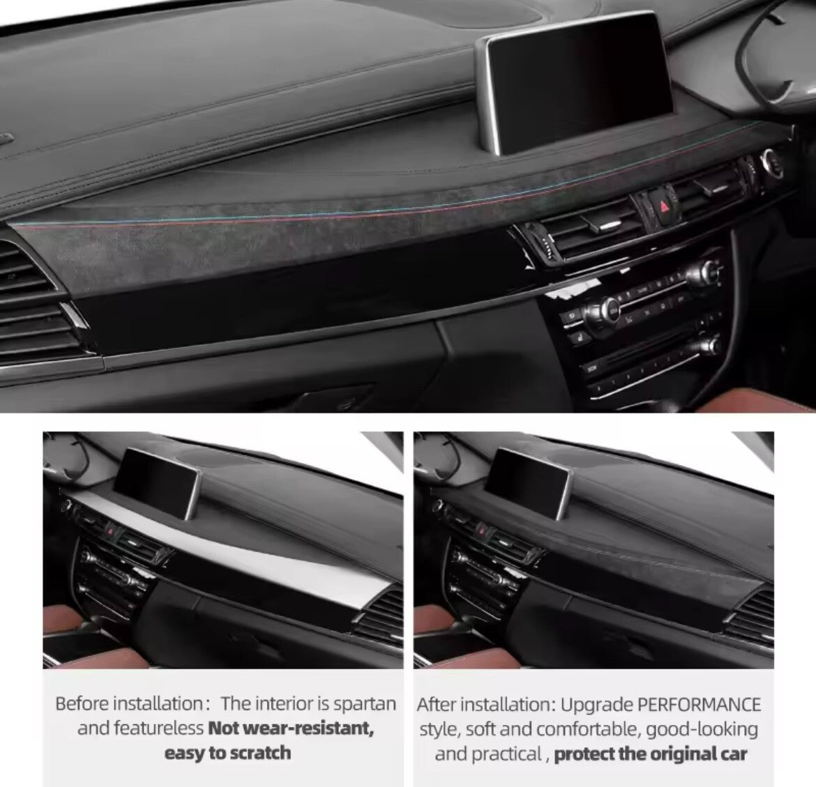 BMW X5 F15 X6 F16 2014-2018 Black Alcantara Centre Dashboard Panel Trim Covers